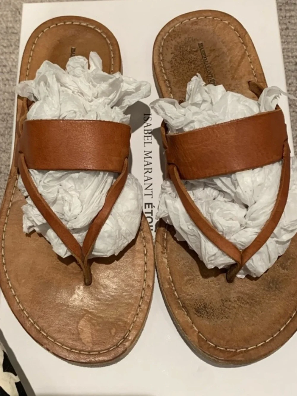 Isabel Marant Etoile Bartolomé Tan Leather Thong Sandals